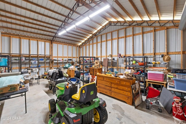 garage featuring a workshop area