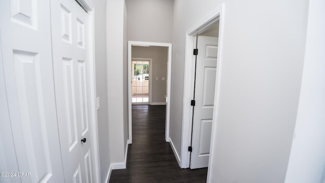 hall featuring dark hardwood / wood-style floors