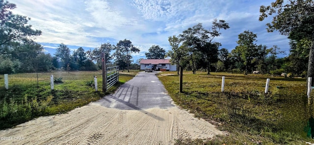 view of street with a rural view