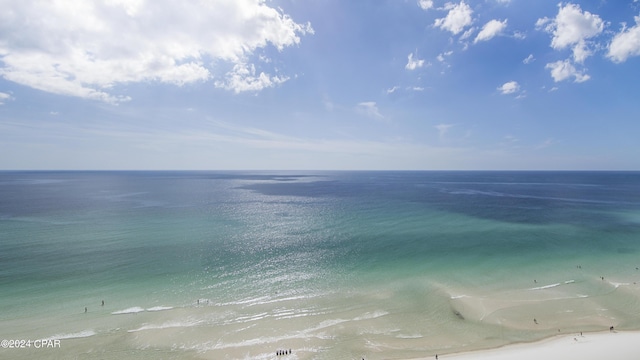 property view of water featuring a beach view