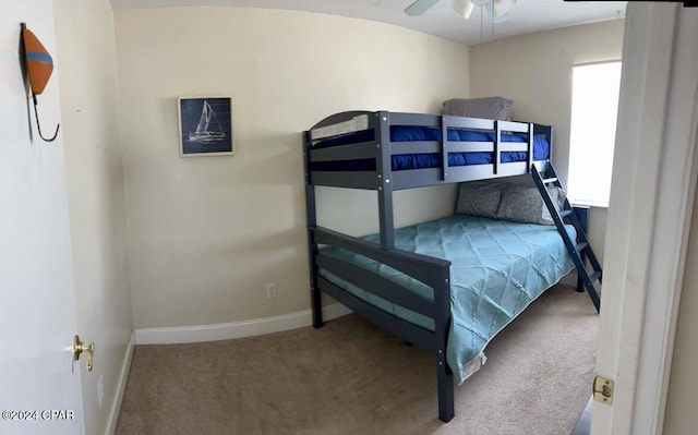 bedroom with carpet flooring and ceiling fan