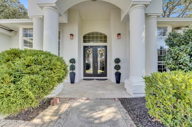 doorway to property with french doors