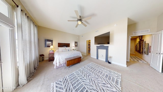 8700 Front Beach Rd Unit 5309, Panama City Beach, FL 32407 - bedroom featuring visible vents, vaulted ceiling, light carpet, and baseboards