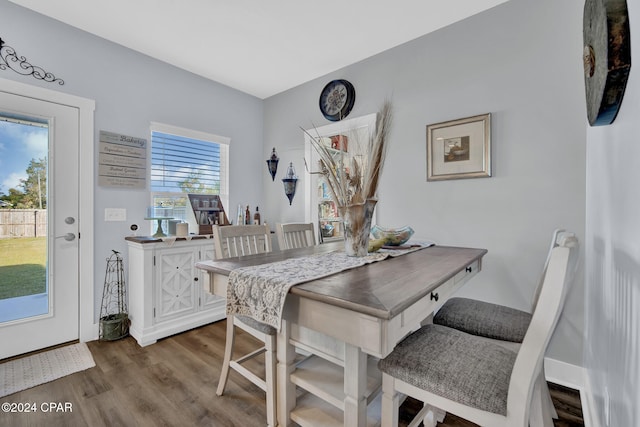 dining space featuring hardwood / wood-style flooring