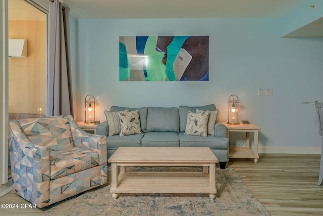 living room with hardwood / wood-style floors