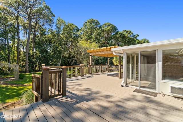 wooden deck with a pergola