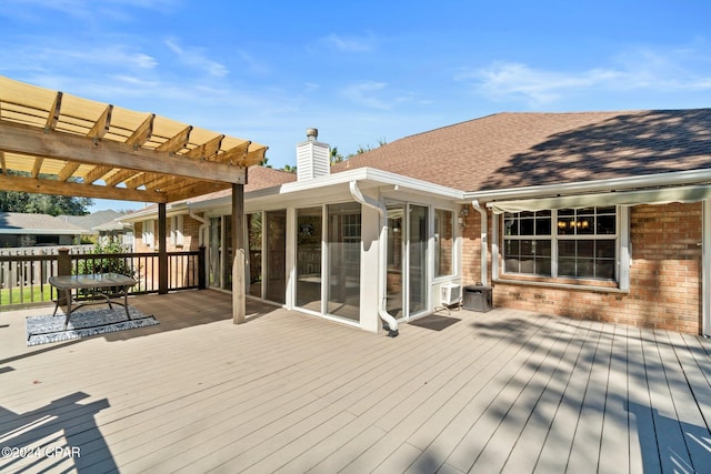 deck featuring a pergola