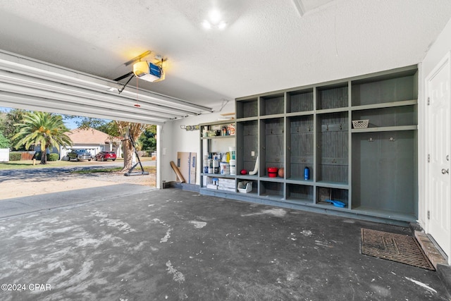 garage with a garage door opener