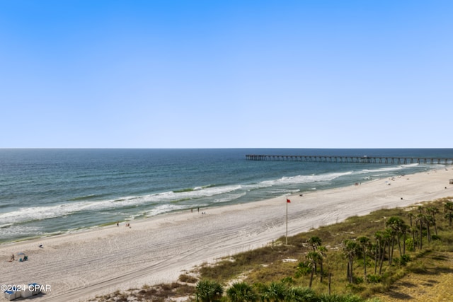 property view of water with a beach view