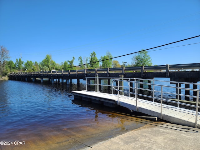 view of dock featuring a water view