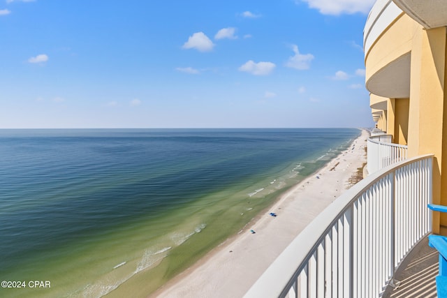 property view of water with a beach view