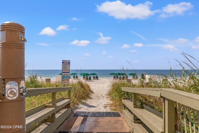 exterior space with a view of the beach