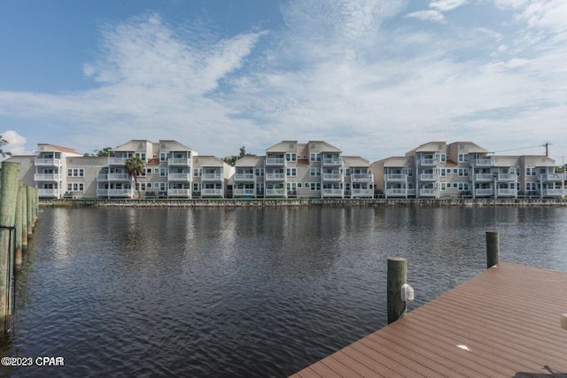 view of dock featuring a water view