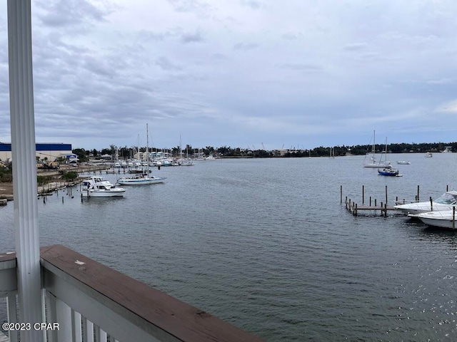 view of water feature featuring a boat dock