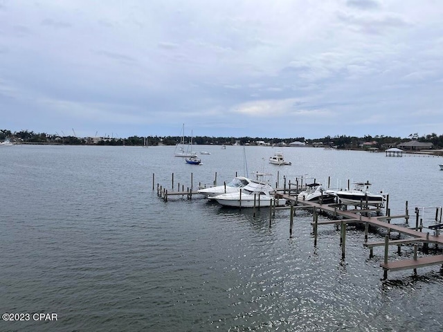 dock area featuring a water view