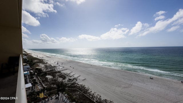 property view of water with a beach view