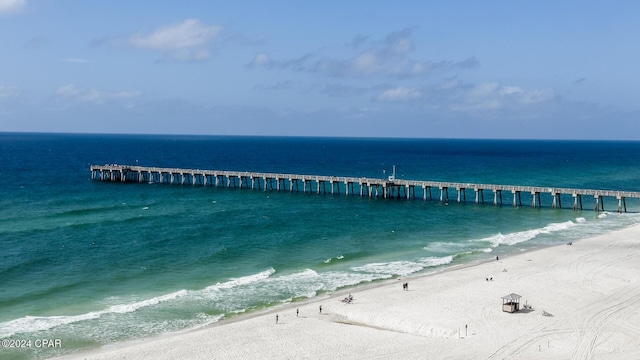15817 Front Beach Rd Unit 1-906, Panama City Beach, FL 32413 - dock area featuring a pier and view of water and beach