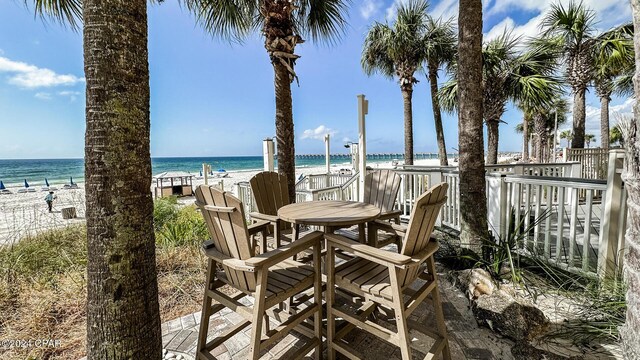 15817 Front Beach Rd Unit 1-906, Panama City Beach, FL 32413 - view of patio / terrace featuring view of water and beach