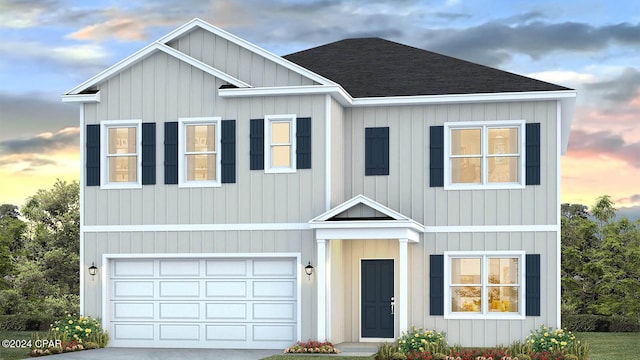 view of front of house with a garage