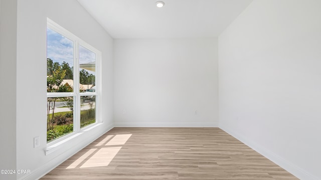 unfurnished room with a healthy amount of sunlight and light wood-type flooring