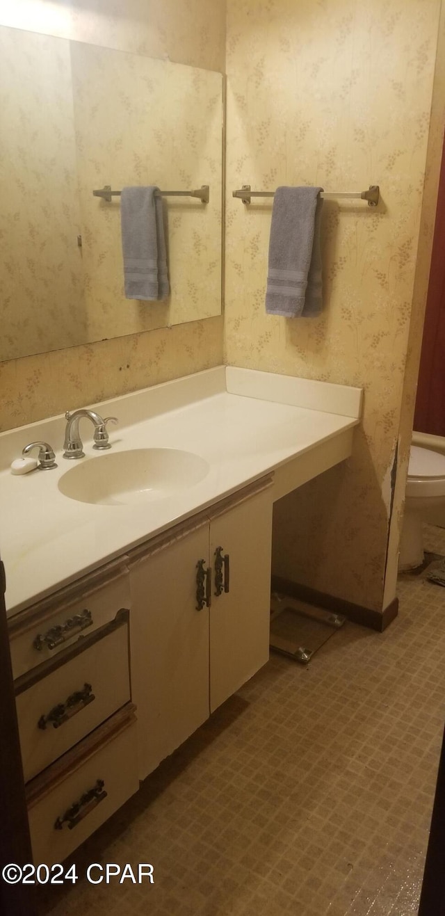 bathroom with toilet and vanity