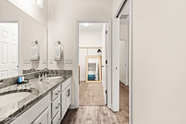 bathroom featuring vanity and wood-type flooring