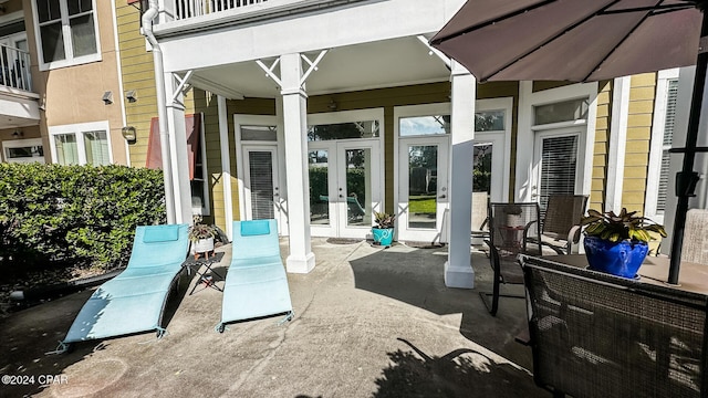 view of patio featuring french doors