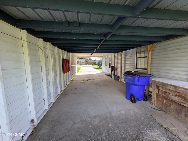 view of parking with a carport