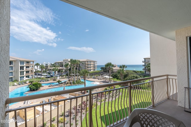 balcony with a water view