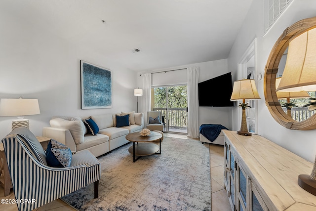 view of tiled living room