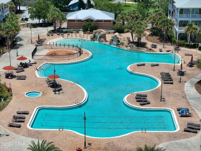 view of pool featuring a patio area