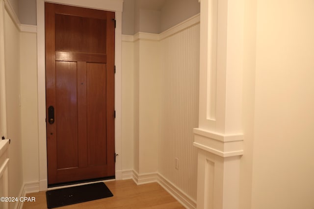 interior space with light hardwood / wood-style floors