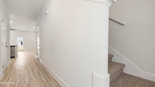 hallway featuring light wood-type flooring