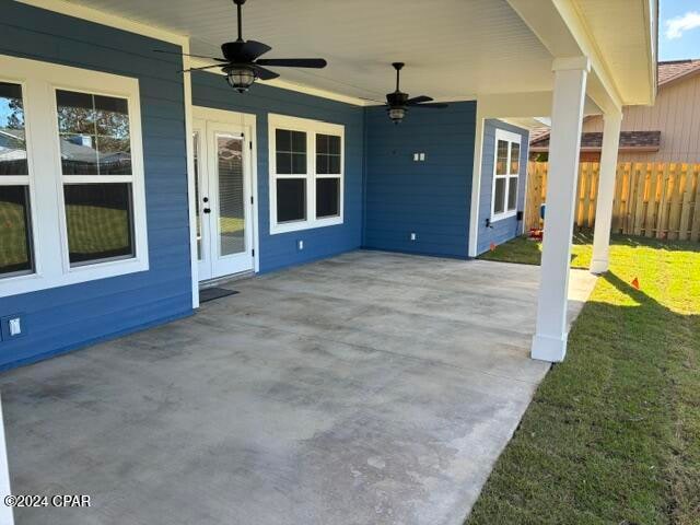 view of patio / terrace with ceiling fan