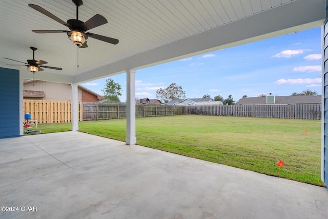 view of patio / terrace featuring ceiling fan