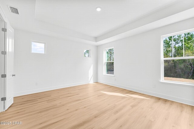 spare room featuring light wood-type flooring