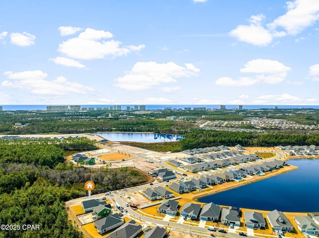 bird's eye view featuring a water view