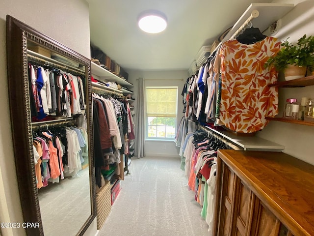 spacious closet featuring light carpet