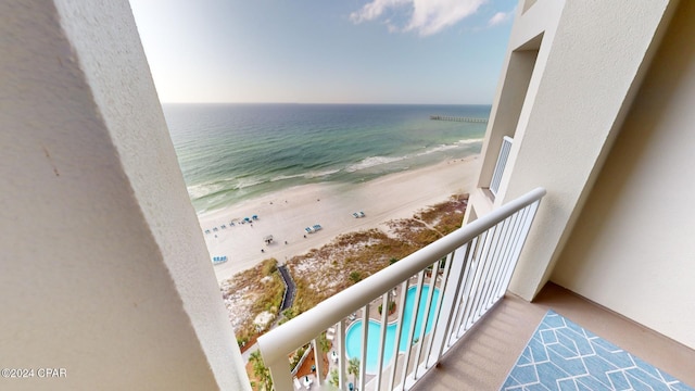 property view of water featuring a view of the beach