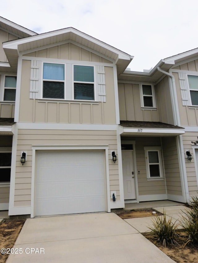 view of property featuring a garage