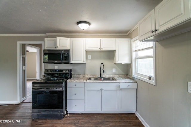 kitchen featuring white cabinetry, stainless steel appliances, sink, and dark hardwood / wood-style floors