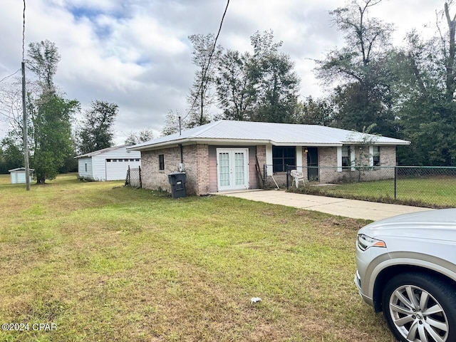 view of front of home with a front yard