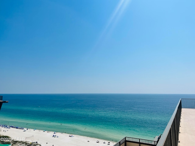 view of water feature featuring a view of the beach