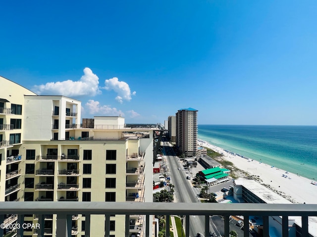 property view of water featuring a view of the beach