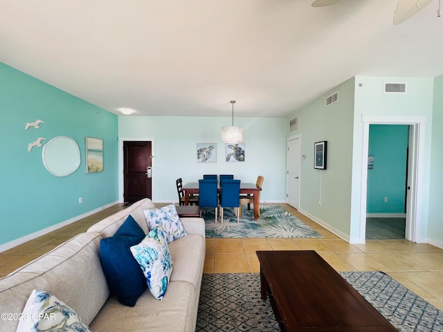 view of tiled living room