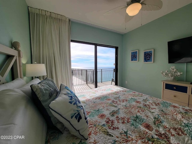 15100 Front Beach Rd Unit 1604, Panama City Beach, FL 32413 - bedroom featuring access to exterior and a ceiling fan