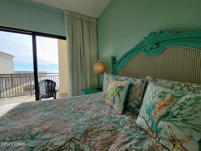 15100 Front Beach Rd Unit 1604, Panama City Beach, FL 32413 - bedroom with access to outside and lofted ceiling