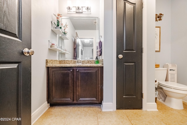 bathroom with tile patterned flooring, vanity, and toilet