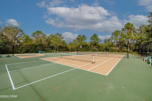 view of tennis court with basketball court