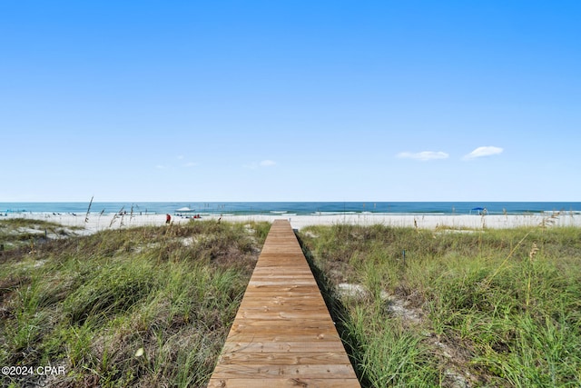 view of water feature featuring a beach view